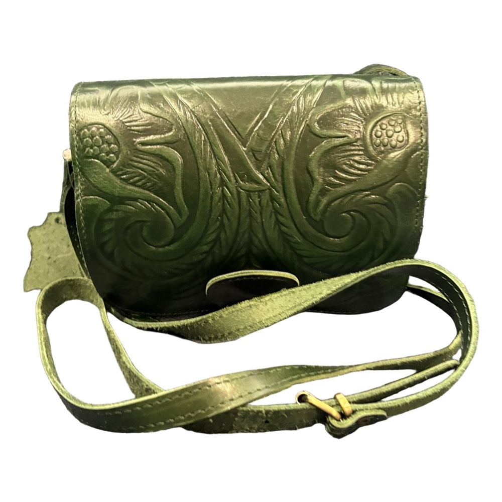 Tooled Leather Crossbody Purse | Made in Greece | Emerald Green | NWOT
